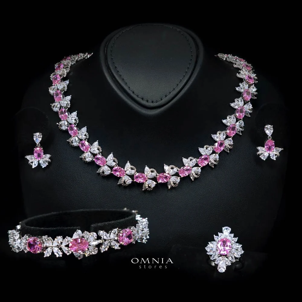 Omnia Muna Pink Bridal Full Set High Quality Simulated Diamonds