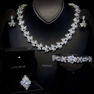 Omnia Muna White Bridal Full Set in High Quality Simulated Diamonds