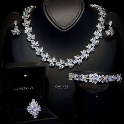 Omnia Muna White Bridal Full Set in High Quality Simulated Diamonds
