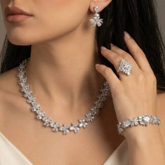Omnia Muna White Bridal Full Set in High Quality Simulated Diamonds