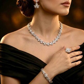 Omnia Muna White Bridal Full Set in High Quality Simulated Diamonds