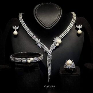 Omnia Larman Luxury Bridal Pearl Full Set in High Quality Simulated Diamonds