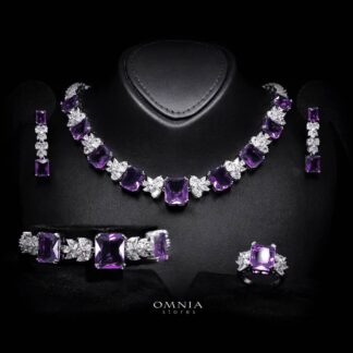 Omnia Amelia Purple Bridal Full Set in High Quality Simulated Diamonds