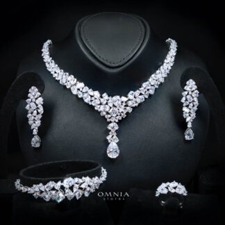 Omnia Reman White Bridal Full Set in High Quality Zircon Stone in Rhodium Plated