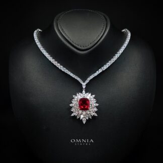 Omnia Thalia Red Necklace 92.5 Silver High Quality Simulated diamonds