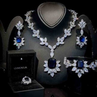 Omnia Medusa Blue Bridal Full Set in 92.5 Silver High Quality Simulated diamonds