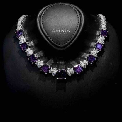Omnia Amelia Purple Bridal Full Set in High Quality Simulated Diamonds - Image 2