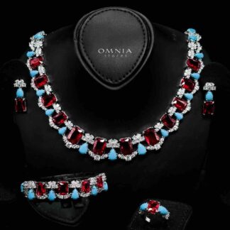 Omnia Malia Full Set Accessories in High Quality Zircon Stone in Rhodium Plated