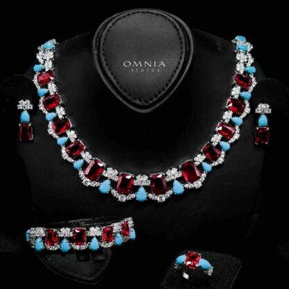 Omnia Malia Full Set Accessories in High Quality Zircon Stone in Rhodium Plated