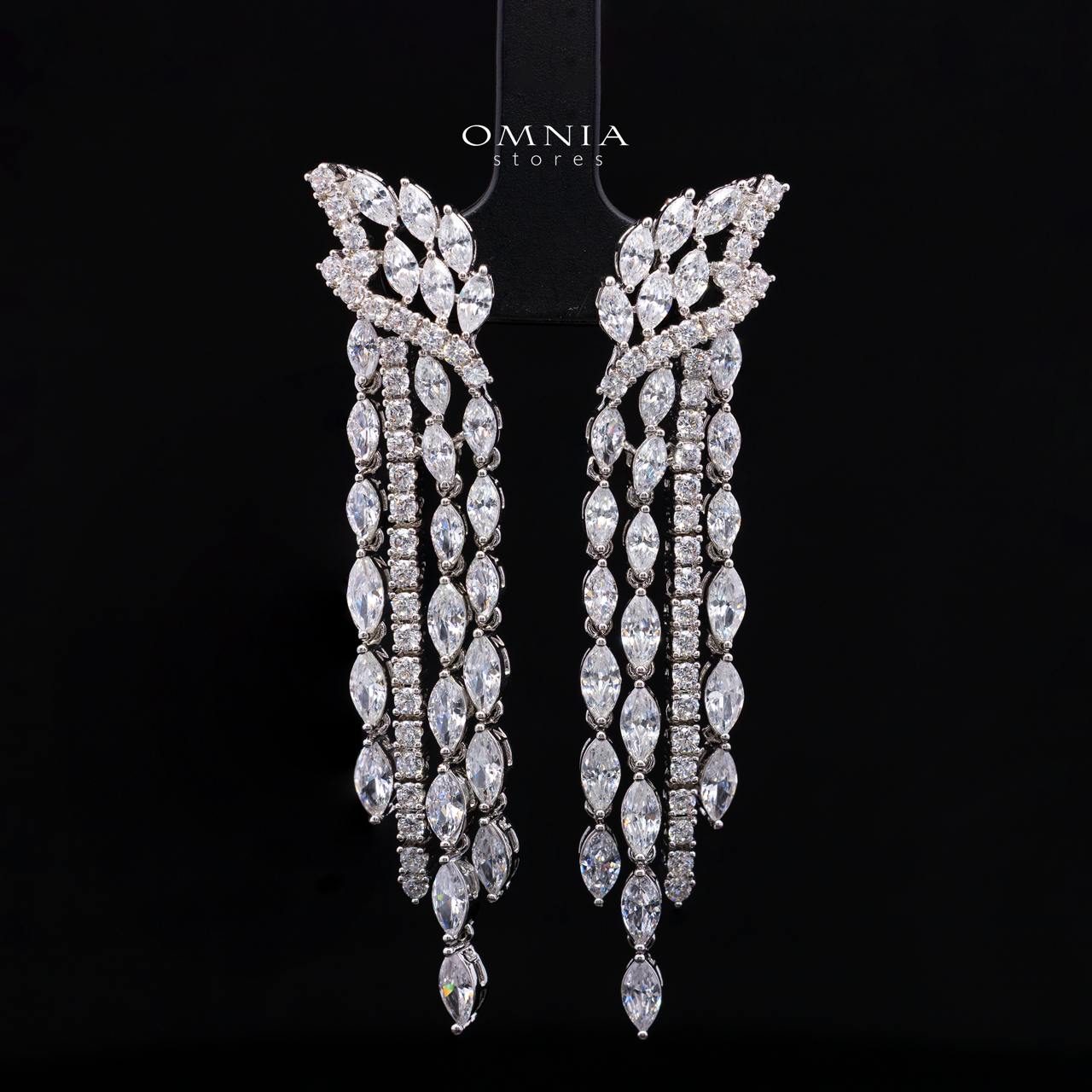 Omnia Fatma White Luxury Bridal Full Set in High Quality Zircon Stone in Rhodium Plated - Image 4