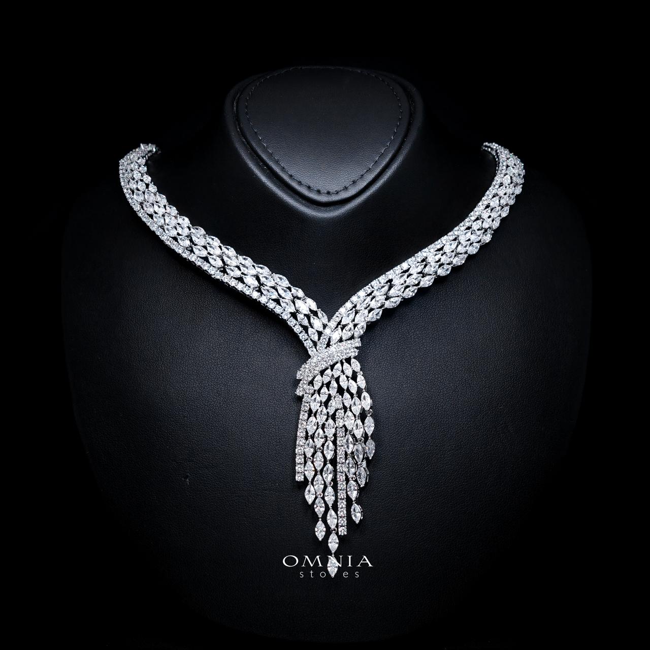 Omnia Fatma White Luxury Bridal Full Set in High Quality Zircon Stone in Rhodium Plated - Image 2
