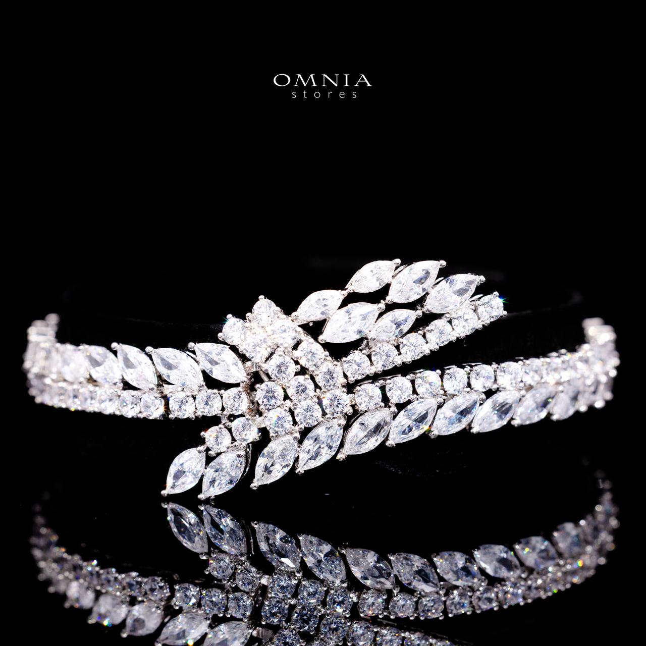 Omnia Fatma White Luxury Bridal Full Set in High Quality Zircon Stone in Rhodium Plated - Image 3