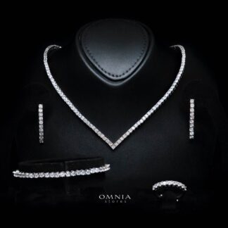 Omnia Kate Bridal Full Set in High Quality Zircon Stone Rhodium Plated