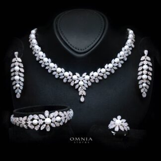 Omnia Laurah Luxury Bridal White Full Set in High Quality Zircon Stone Rhodium Plated