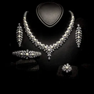 Omnia Laurah Luxury Bridal White Full Set in High Quality Zircon Stone Rhodium Plated