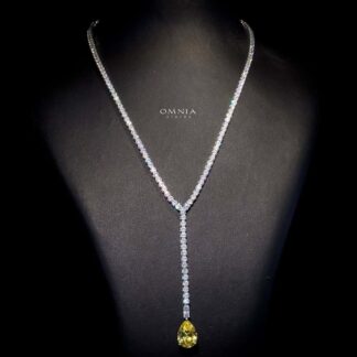 Omnia Anya Yellow Necklace 92.5 Silver In High Quality Simulated diamonds