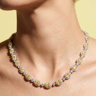 Omnia Asiya Yellow Necklace 925 Silver In High Quality Simulated diamonds
