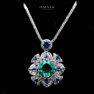Omnia Shaya Necklace 92.5 Silver In High Quality Simulated diamonds