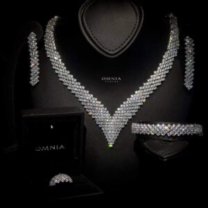 Omnia Thea Bridal Full Set Accessories High Quality Zircon Stone in Rhodium Plated