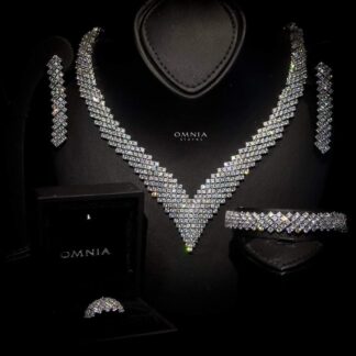 Omnia Thea Bridal Full Set Accessories High Quality Zircon Stone in Rhodium Plated
