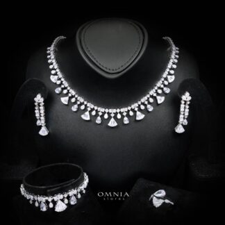 Omnia Marwa White Bridal Full Set in High Quality Zircon Stone Rhodium Plated(16 and 18cm only available in ksa)
