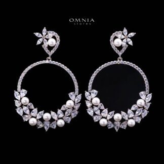 Omnia Rasha Earrings in High Quality Zircon Stone in Rhodium Plated