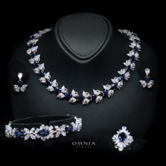 Omnia Suhana Dark Blue Bridal Full Set in High Quality Simulated Diamonds(size 18 only in ksa)