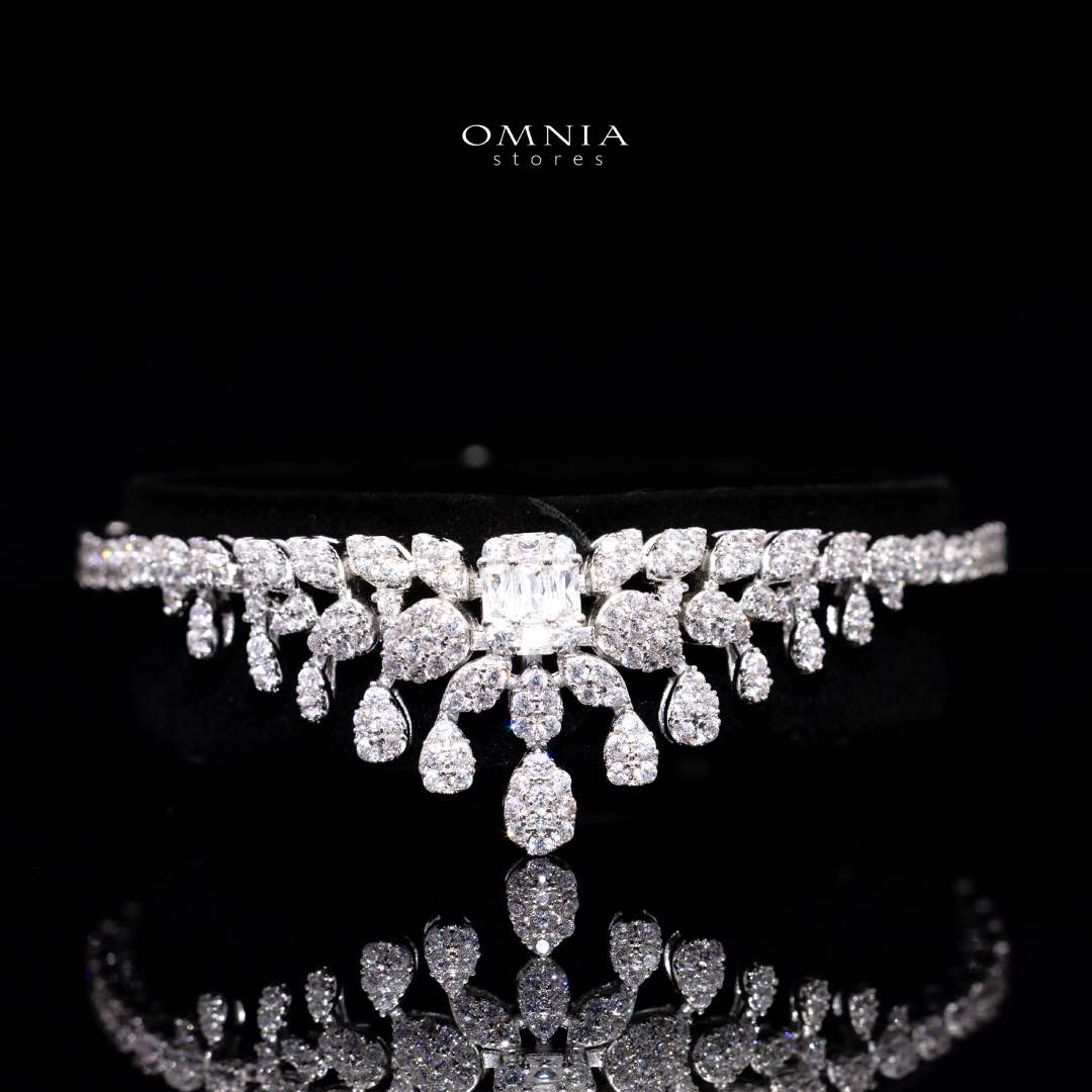 Omnia Mahra Bridal Full Set in High Quality Zircon Stone Rhodium Plated - Image 3