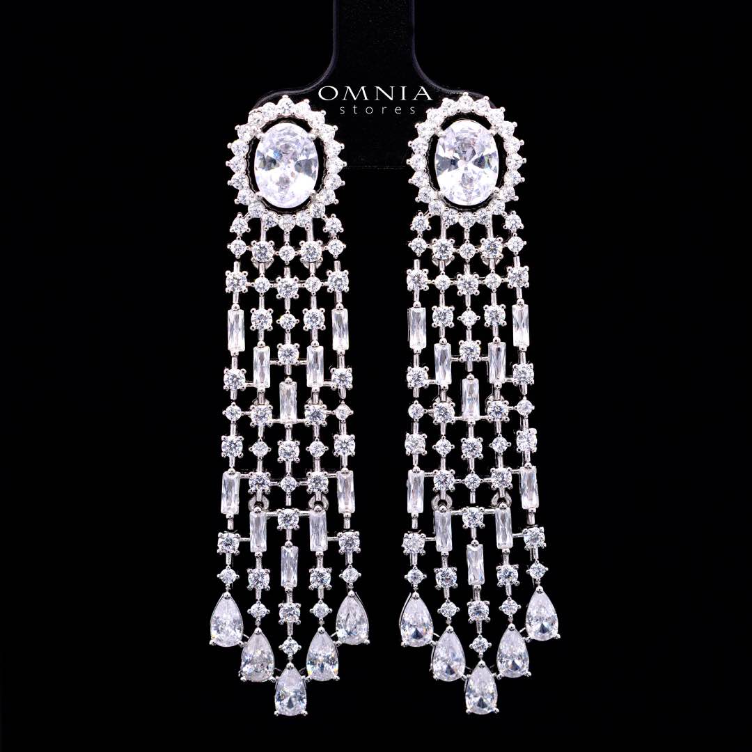 Omnia Mahra Bridal Full Set in High Quality Zircon Stone Rhodium Plated - Image 5