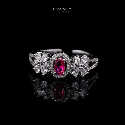 Omnia Mira Maroon Bridal Full Set in High Quality Zircon Stone Rhodium Plated - Image 4