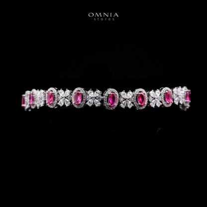 Omnia Mira Maroon Bridal Full Set in High Quality Zircon Stone Rhodium Plated - Image 5