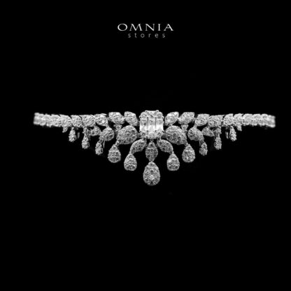 Omnia Mahra Bridal Full Set in High Quality Zircon Stone Rhodium Plated - Image 4