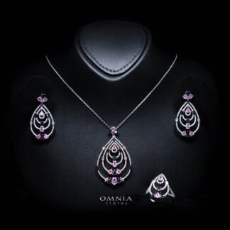 Omnia Mira Pink & Blue Set Accessories in High Quality Zircon Stone