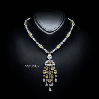 Omnia Israa Yellow Necklace In 92.5 Silver High Quality Simulated diamonds