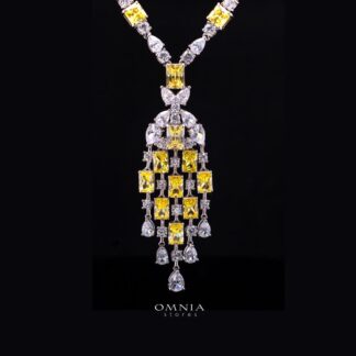 Omnia Israa Yellow Necklace In 92.5 Silver High Quality Simulated diamonds