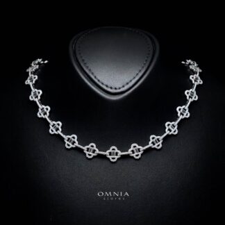 Omnia Amna White Necklace in 92.5 Silver High Quality Simulated diamonds