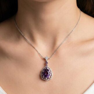 Omnia Kawthar Necklace in 92.5 Silver High Quality Amethyst stone