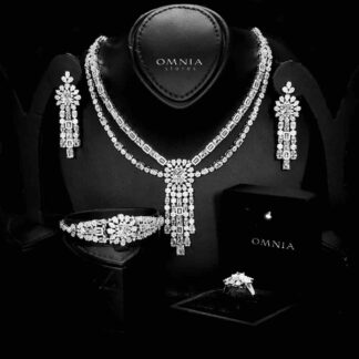 Omnia Emily Bridal Full Set in High Quality Zircon Stone Rhodium Plated