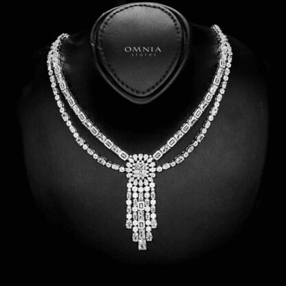 Omnia Emily Bridal Full Set in High Quality Zircon Stone Rhodium Plated - Image 2