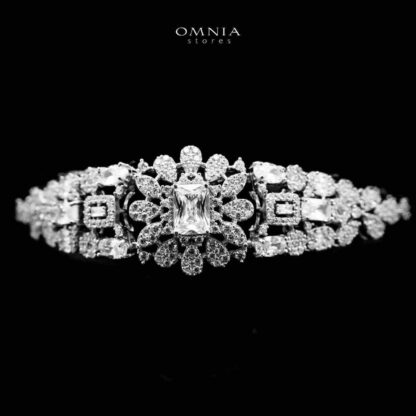 Omnia Emily Bridal Full Set in High Quality Zircon Stone Rhodium Plated - Image 3