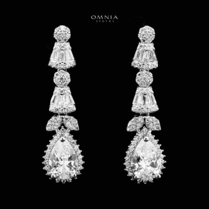 Omnia Ghada White Bridal Full Set Accessories in High Quality Zircon Stone Rhodium Plated - Image 5