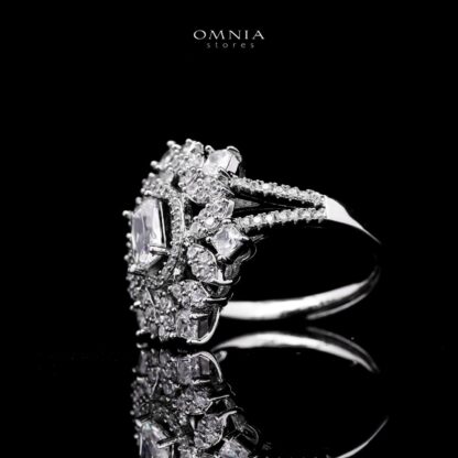 Omnia Ola White Bridal Long chain Set Accessories in High Quality Zircon Stone Rhodium Plated - Image 3
