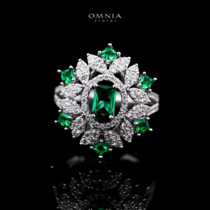 Omnia Ola Green Bridal Long chain Set Accessories in High Quality Zircon Stone Rhodium Plated - Image 3
