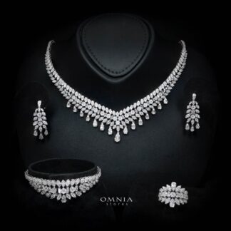 Omnia Sima White Luxury Bridal Full Set in High Quality Zircon Stone Rhodium Plated