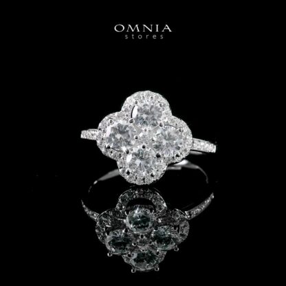 Omnia Horreya Floral Ring in 92.5 Silver With High Quality Iced Cut Stone