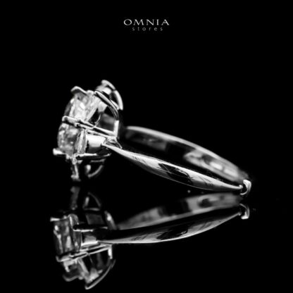 Omnia Ivana Pure White Flower Ring in High Quality Iced Cut - Image 2