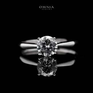 Omnia Maymona Round Cut Ring in 92.5 Silver with High Quality Zircon Stone