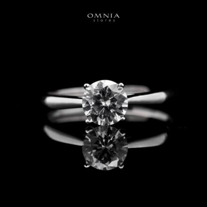 Omnia Maymona Round Cut Ring in 92.5 Silver with High Quality Zircon Stone