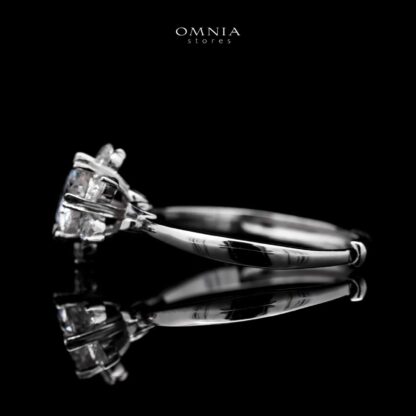 Omnia Silver Star Flower Ring in 92.5 Silver with High Quality Moissanite Stone - Image 2