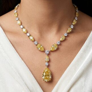 Omnia Isabella Yellow Necklace in 92.5 Silver with High Quality Simulated Diamonds